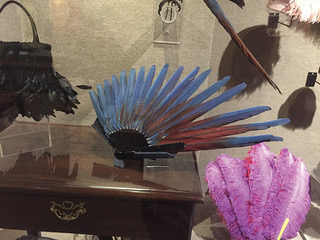 Blue feather fan : From Charleston Museum "Killer Fashion" exhibition [Photo: Carol Bell]